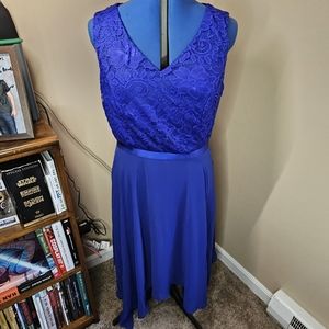 Meetjen NWOT 2XL Blue Handkerchief Hem Lace Bust Dress